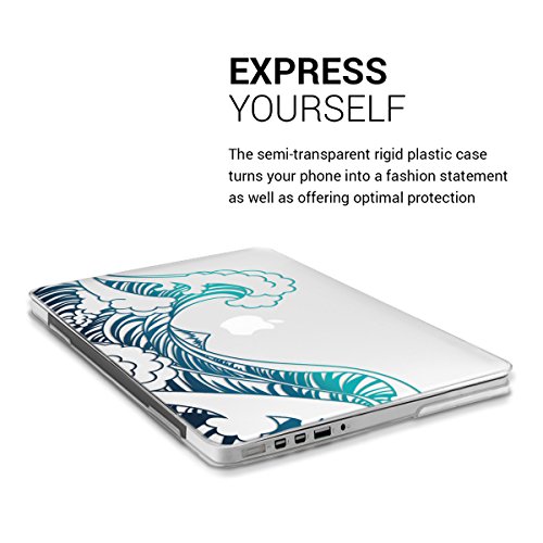 kwmobile Crystal Hülle für Apple MacBook Pro Retina 13″ (ab Ende 2012) Hard Case – dünne durchsichtige transparente Schutzhülle Cover Tasche Wellen Design Blau Dunkelblau Transparent - 4