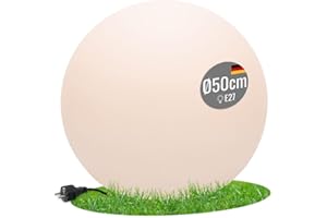‎8 SEASONS DESIGN 8 seasons design LED Kugelleuchte 50 cm, Shining Globe (weiß), E27, Leuchtmittel warmweiß – wetterfest – große Kugellampe für außen (Garten, Terrasse, Balkon) und innen – robust & langlebig