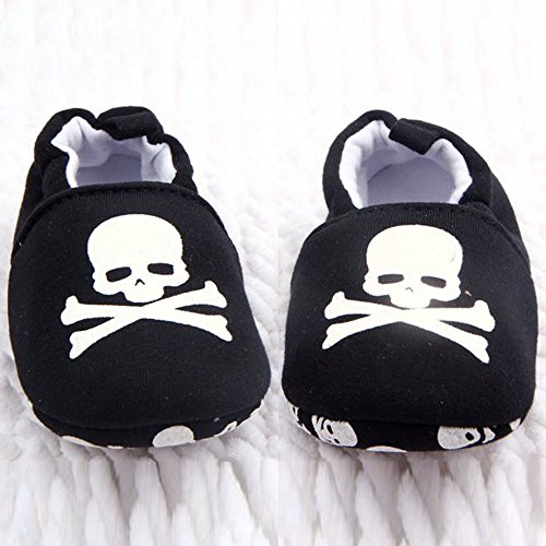 Buttercup Baby Black Skull and Bones Soft Sole Cotton Infant Shoes 0-6 Months