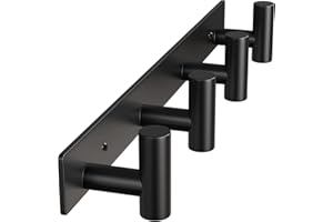 WUIVIUT Heavy Duty Hook Towel Rack Stainless Steel T-Shape Coat Hook, 11.5 Inch Wall Hanger, 29.5cm Wall Mounted Hook Ideal for Coat, Bag, Keys (Black,4 Hooks)