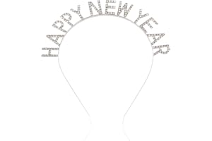 VILITI Happy New Year Headband Rhinestone Headpieces,Eve Hairband Hair Hoop,Glitter New Year Eve Party Supplies Holiday,Fireworks Headbands New Year Accessories for Women Christmas Party (silver, One Size)