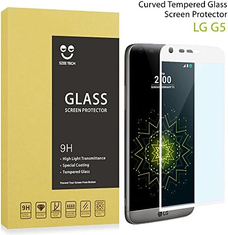 Premium Tempered Glass Screen Protector for LG G5 High Defintion 3D Curved Full Coverage Screen Film,Anti Scratches/Bubble-Free/Fingerprint Free 9H for LG G5[White]