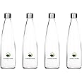 SAND DUNE Set of 4, 500 ml Each ROPP Glass water bottle, with Leak-Proof Airtight Stainless-Steel Lid for Water, Smoothie, Juices - Reusable Travel Glass Drinking Fridge Bottles