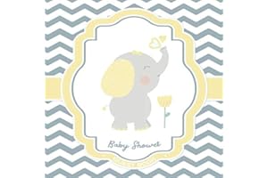 Baby Shower Guest Book: Elephant Baby Shower Sign In Guestbook + BONUS Gift Tracker Log + Welcome Baby Keepsake Pages | Grey and Yellow