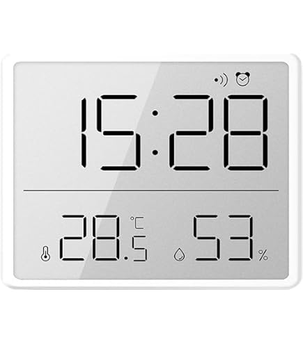 Horloge Thermohygromètre Magnétique ReachMall - Affichage Température Humidité Date, Blanc, 7,4 Cm
