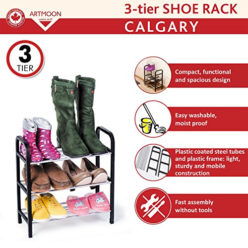 ArtMoon Calgary Schuhregal 3 Ablagen Schwarz / Grau Metall / Plastik 41.7 X 19 X 44 cm - 4