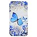 Produktbild Wiko Jerry Hülle, Chreey Wallet Case Handy Schutzhülle Flip Cover PU Ledertasche Ultradünnes Klapphülle mit Kartenfach und Ständer Handyhülle - Blauer Schmetterling