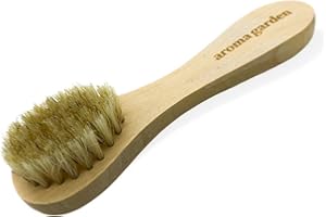 AROMA GARDEN Cepillo facial para una exfoliación profunda - Mango de árbol de hierba con cerdas naturales de jabalí para la limpieza diaria, exfoliación y masaje. Ideal para el cabello del bebé