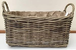 SMR Log Basket/Storage Basket, Excellent Quality, Very Strong Rattan, Removable Hessian Liner (Medium)