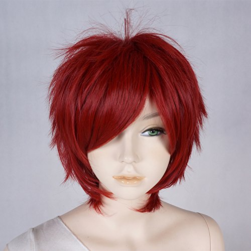 Heat Resistant Red Layered 30cm Long Women Men Anime Cosplay Wig+ Cap