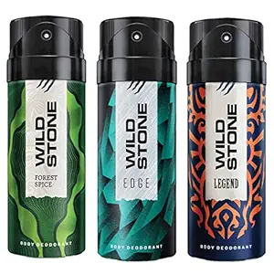 Wild Stone Edge, Legend and Forest Spice Deodorant For Men 150 ML Each (Pack Of 3)