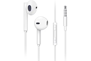 Aimoh Auriculares In Ear con Cable y Microfono, HiFi Estéreo Cancelación Ruido Auriculares, Auriculares con Cable compatibles con una Variedad de Dispositivos de 3,5 mm, Blanco-GO