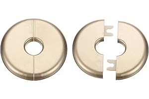 sourcing map 2pcs Wall Split Flange 17mm/0.7" Self-Adhesive Plumbing Cover Plates ABS Plastic Round Escutcheon Plate Buckle Design for Water Pipe Bathroom Kitchen Decoration, Gold Tone