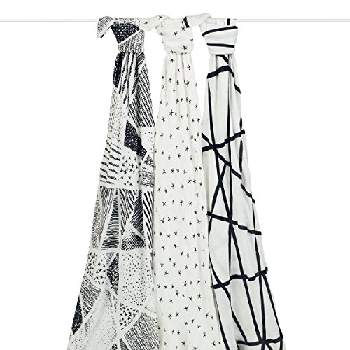 aden + anais Silky Soft Swaddle (Midnight, Pack of 3)