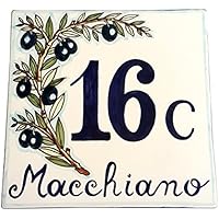 CERAMICHE D'ARTE PARRINI- künstlerische italienische Keramik , bürgerliche Sitte 20x20 Nummer, Olivenbaum Dekoration , handgemalt , made ​​in Italy Toscana
