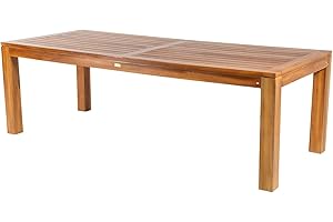 EDENJARDI Mesa de Teca para Exterior de 240 cm Largo, Rectangular, Madera Teca Grado A, Medidas 240x100x77-79 cm, Tratamiento al Agua aplicado, Mesa Comedor teka, Mesa Grande de terraza