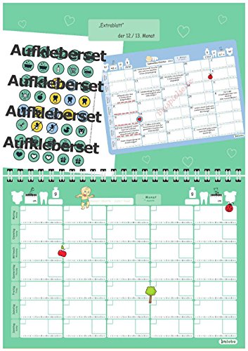 babylogbuch twins – unser erstes Jahr – inkl. Aufkleberset / Zwilling Baby-Tagebuch Baby-Kalender | Aktion: Je verkauftem Kalender wird 1€ an ROTE NASEN Deutschland e.V. gespendet. - 3