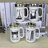 Satyam Kraft Ceramic Coffee Mug with Mirror Lid, 400 ml (Random Design)
