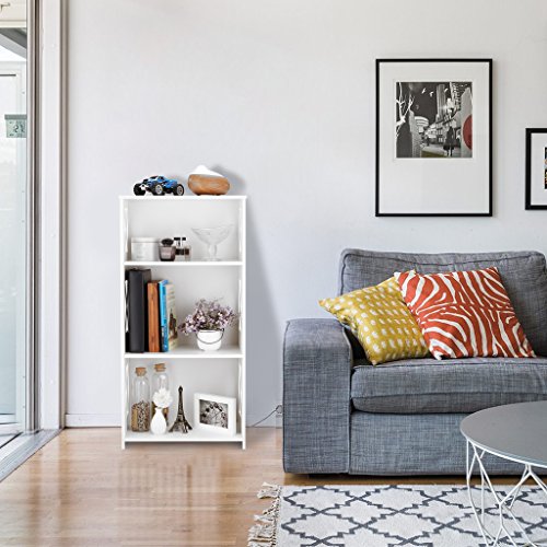 Finether weißes Regal Stehregal Standregal Steckregal Schuhregal Bücherregal für Wohnzimmer Badezimmer zur Aufbewahrung von Bücher Schuhe Toilettenartikel aus WPC wasserdicht 3 Böden 40 x 22 x 80 cm weiß - 5