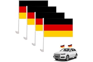 Deutschland Flagge Auto, Autofahne Deutschland, Deutschlandfahne Auto, EM 2024 Deutschland Flagge für Auto, Autofahne 45x30 cm, Autofahne mit 43 cm Kunststoffmast und Befestigungsklammer (4 Stück)
