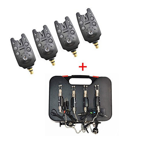 spécification Hirisi Attaquer® Pêche à la carpe 4 pcs Pêche détecteur et 4 pcs Pêche Swinger en plastique Noir Coque