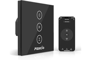 【LED Controlable】Wifi Interruptor Persiana, Maxcio Interruptor Táctil Inteligente WiFi Controlable de APP y Voz, Compatible con Alexa y Google Home con Temporizador para Motor Persiana Tubular