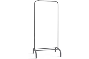 OurHouse 60cm Grey Metal Clothes Rail Midi | Freestanding Clothes Rack Clothing Rail Holds Up To 10KG with Shoe Rack for Storage | Small Clothes Rail | Bedroom Closet Student Portable Storage Solution