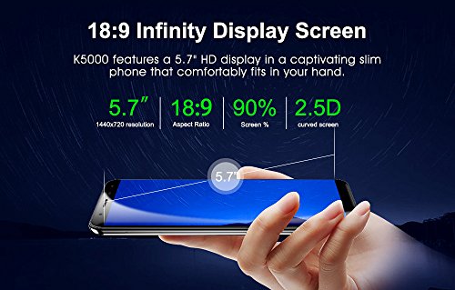 OUKITEL K5000 Smartphone 4G Android 7.0 (MTK6750T Octa Core 1.5 GHz, 5.7â€ 18:9 HD+ Schermo, 4 GB RAM 64 GB ROM, 21MP+16MP Camera, Fingerprint ID, Dual SIM, 5000mAh Batteria, OTA, Carica rapida) Oro