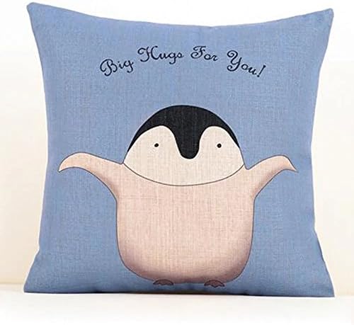Gabriera Cotton Linen Decorative Cute Penguin Throw Pillow Cover Cushion Square Case Pilllow Sham for Bed Sofa Home Nursery 18x18Inches