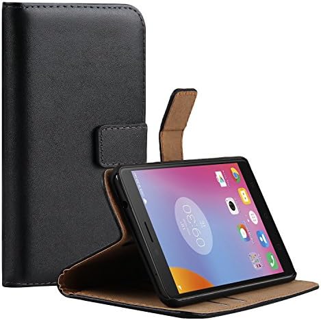 Ambaiyi Genuine Leather Case Wallet Flip Case Cover for Lenovo K6 Note , Black