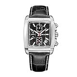 Herrenuhr Schwarz Leder Armband Wasserdicht / Analoge, Chronographen Uhr mit Platz Ziffernblatt, Datumsanzeige - BAOGELA