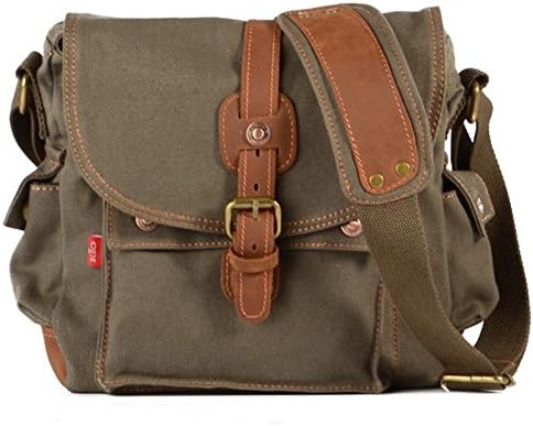 Portable Messenger Shoulder Bags Mupack Canvas Leather Travel Gym Women Men Cross-bag Satchel Army Green