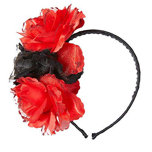 Preisvergleich Produktbild PARTY DISCOUNT® Haarreif schwarz-rote Glitter-Rosen