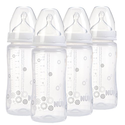 NUK First Choice+ 300ml Bottle with Size 1 Silicone Teat (0-6m) 4 Pack
