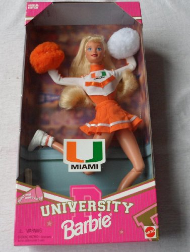 Barbie Special Edition University Miami Cheerleader Barbie Doll By Mattel in 1996 - The box is in poor condition