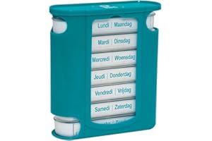 PLIC CARE - Pilulier Tour Hebdomadaire et Journalier - Pratique et modulable - 7 jours- matin, midi, soir, nuit - Organisateur pour médicaments, pilules et vitamines - Français et Néerlandais