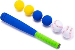 CeleMoon 16.5 Inch [Mini Size] Soft Kids Foam Baseball Bat Toy Set with 6 Balls, Gift for Toddler Age 3 Years Old Indoor Outdoor Sport T Ball Bat Playing Sport Game, Blue