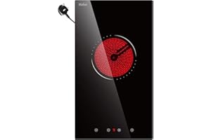 Hobsir kochfeld 1 Platte Glaskeramikkochfeld 1200W mit 9 Leistungsstufen, Kindersicherungen, Sensor-Touch-Steuerung, mit Stecker