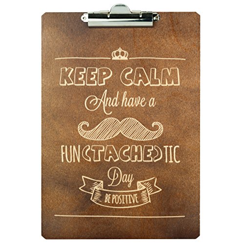 Preisvergleich Produktbild Klemmbrett Schreibunterlage Schreibwaren Holzschild Deko Birke hell dunkel mit individueller Gravur DIN A4 (Birke dunkel)