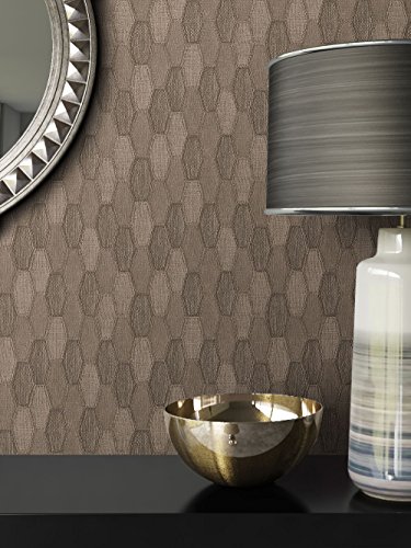 Tapete Braun Vliestapete in Stoff Optik , schöne, moderne, edle Tapete im Grafik Design , für Wohnzimmer, Schlafzimmer oder Küche inklusive Newroom Tapezier Ratgeber mit Tipps für perfekte Wände