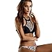 Produktbild Ba Zha Hei Damen Bikini Böhmen Strandkleidung Bohemia High Neck Bikini Set bedruckter Badeanzug gepolsterter BH Strand Weiß und Schwarz Bikini Sets Neckholder Bandage Bikini Strandmode Bademode Schöne Zweiteilige Badeanzüge Badebekleidung (XL, Schwarz)