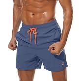 Tansozer Mens Swimming Trunks with Mesh