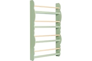 WOLTU Libreria da Parete per Bambini, Piccola Libreria Frontale a 4 Ripiani in Legno, Scaffale Porta Libri a Muro per Cameretta, Verde, 60x14,5x98 cm