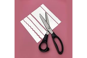 BESER LEE Forbici in acciaio inox con bordi seghettati smerlati, per cucito, sartoria, tappezzeria; dimensioni 3, 5, 7, 10, 18 mm Scalloped_10mm Trasparente