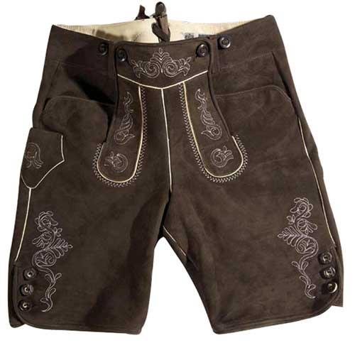 Preisvergleich Produktbild Lederhose kurz dunkelbraun Gr. 50 - Trachtenlederhose - Oktoberfest