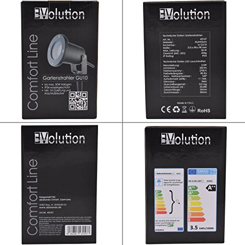 Evolution Gartenstrahler GU10 inkl. 3,5W SMD LED Aussenstrahler 1er Set - 5