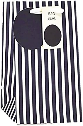 Small Male Gift Bag - Modern Thick Vertical Navy Blue &amp; White Stripes 8" x 5"