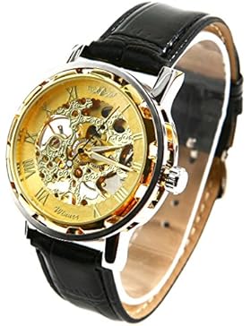 Winner - Herrenuhr - Selbstaufzug mechanische Uhr - Leder armbanduhr - golden