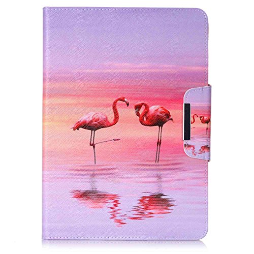 Samsung Galaxy Tab A 9.7 T550 Ledertasche Smart Cover,Samsung Galaxy Tab A 9.7 Hülle,Ekakashop Ultradünn Fashion Bunt Zwei Flamingos Muster Painting Flip Cover im Bookstyle Kunstleder Schutzhülle Magnetverschluss PU Leder Schale Ständer Hülle Case TPU Innere Tasche Etui mit Magnetverschluss Wallet Kreditkarte Card Holder Slot für Samsung Galaxy Tab A 9.7 SM-T550 + 1x Kostenlos Ständer (Farbe zufällig) - 2