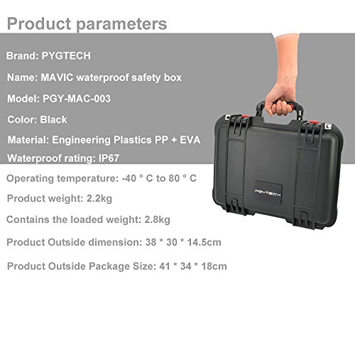 N.ORANIE Mavic Pro Explosion-proof Box Rugged Hardshell Carry Case IP67 Waterproof Shockproof Handbag Suitcase for DJI Mavic Pro Foldable Drone Quadcopter and Accessories (Black)